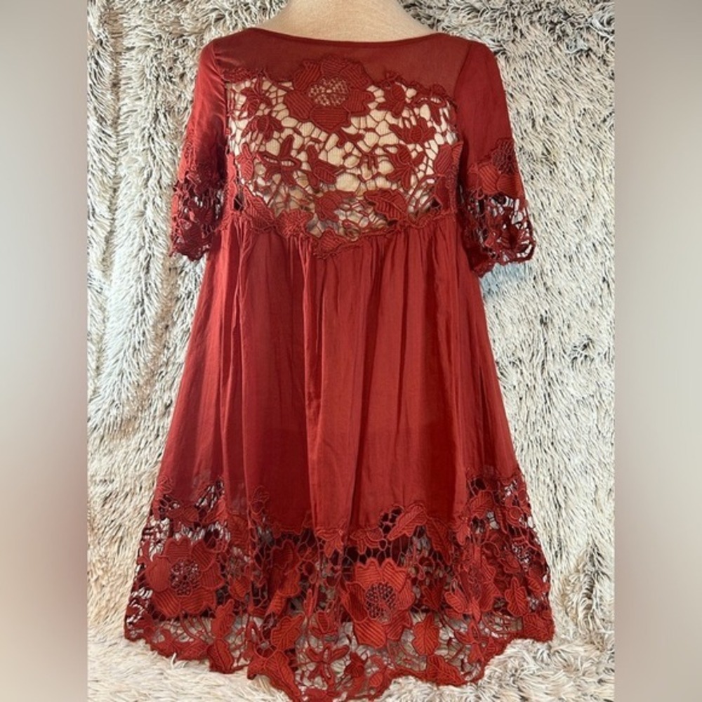 Anthro Holding Horses Crochet Lace Sheath Mini Dress Boho Festival Sz 2
